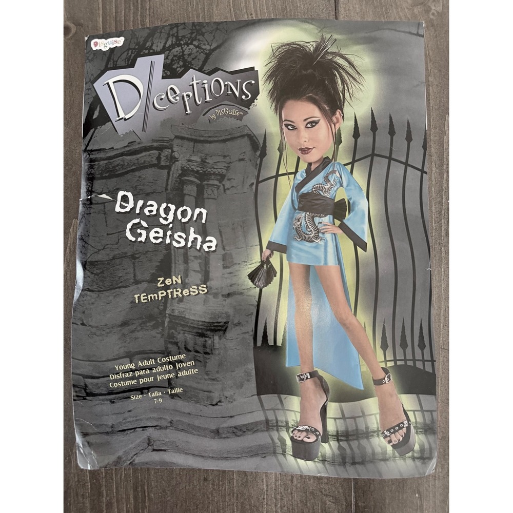 Disguise Deceptions Dragon Geisha Zen Temptress Costume Blue Black Junior 7-9